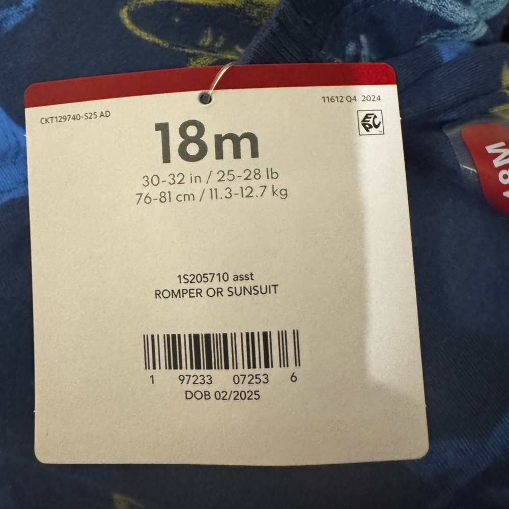 Carter's Navy Shark Pattern Romper - Picture 12 of 13